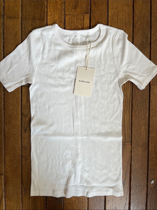 Everlane Tops - Everlane White Luxe Rib Crew Short Sleeve Top Size XS NWT